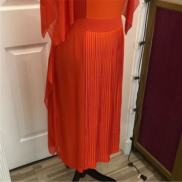 Bcbg Maxazria Runway Elegant Orange/red Chiffon Dress, S - Picture 4 of 10